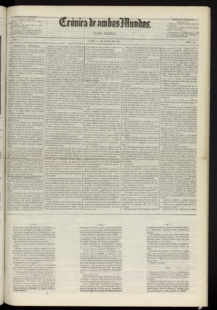 Miniatura de Crónica de ambos Mundos : diario de noticias del 13 de mayo de 1861, nº 94