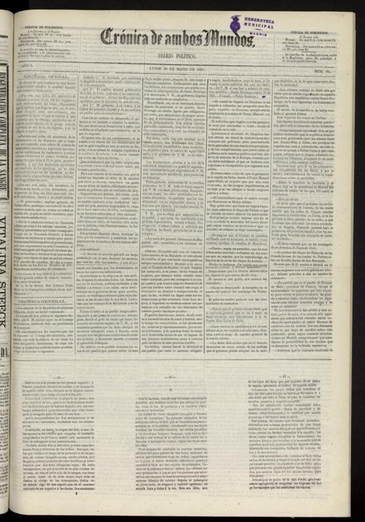 Miniatura de Crónica de ambos Mundos : diario de noticias del 20 de mayo de 1861, nº 99