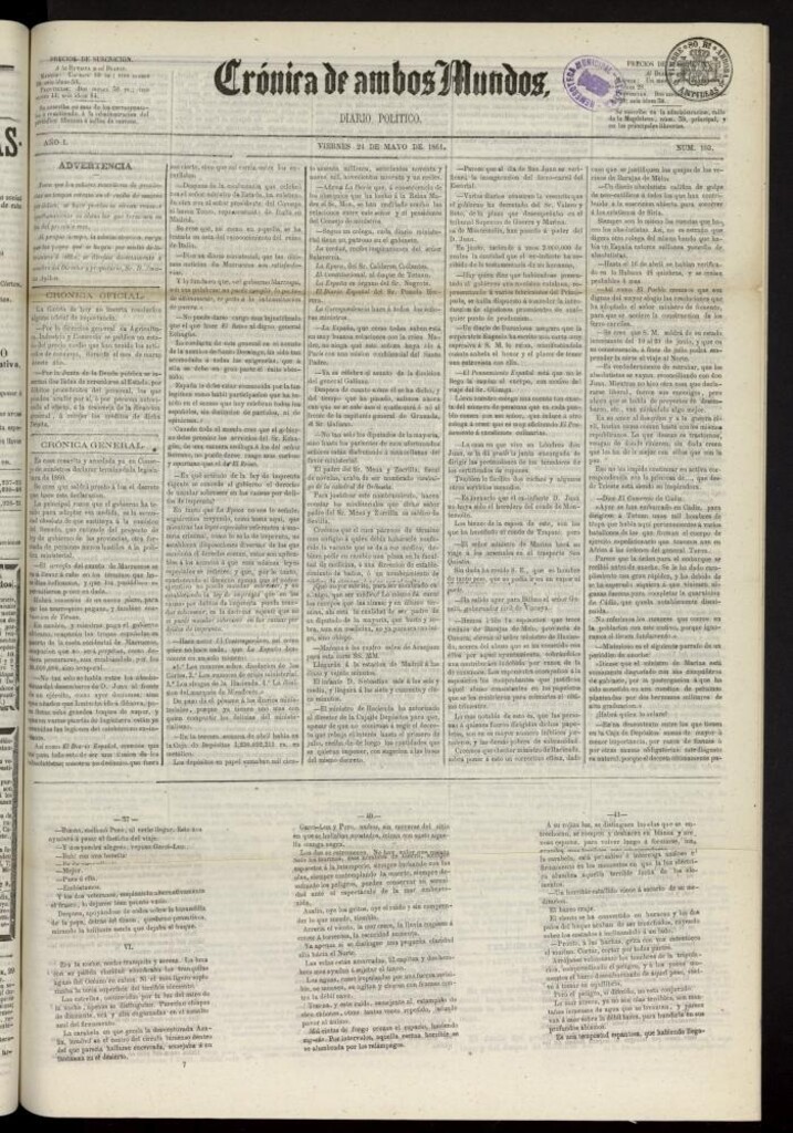 Miniatura de Crónica de ambos Mundos : diario de noticias del 24 de mayo de 1861, nº 103