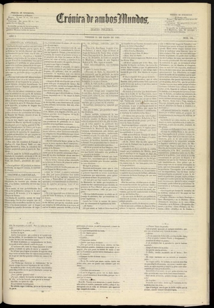 Miniatura de Crónica de ambos Mundos : diario de noticias del 31 de mayo de 1861, nº 108