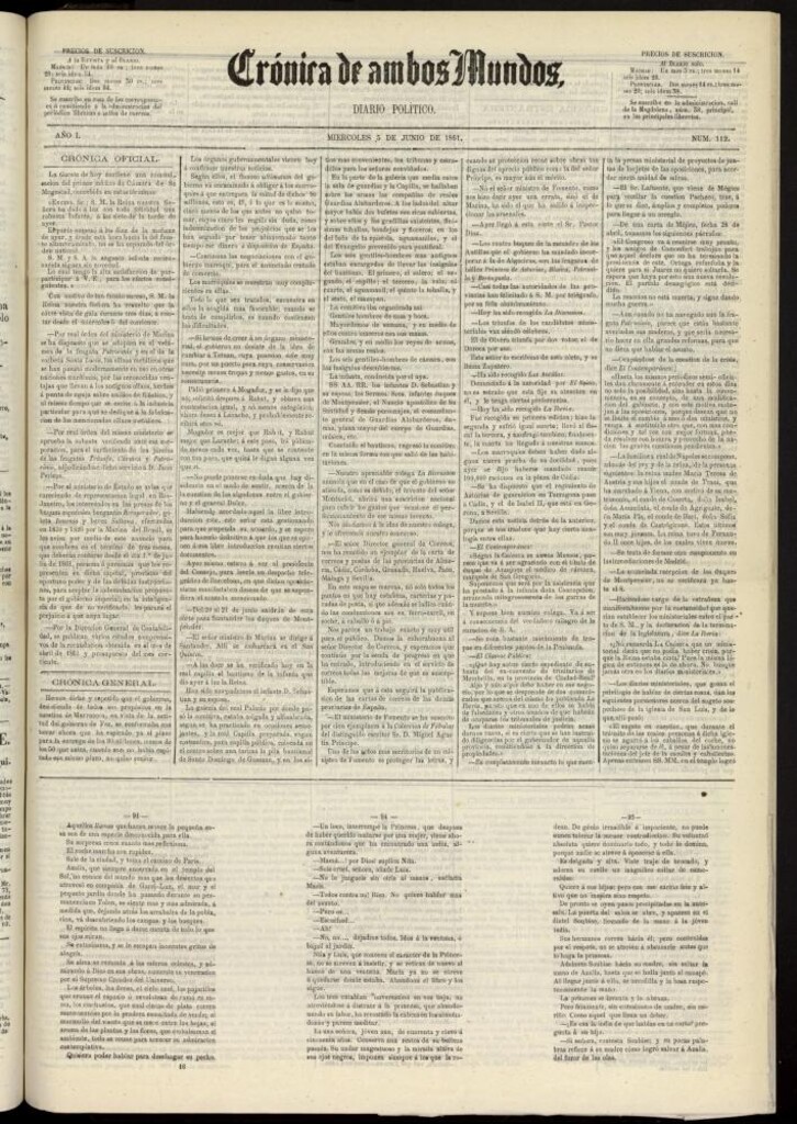 Miniatura de Crónica de ambos Mundos : diario de noticias del 5 de junio de 1861, nº 112