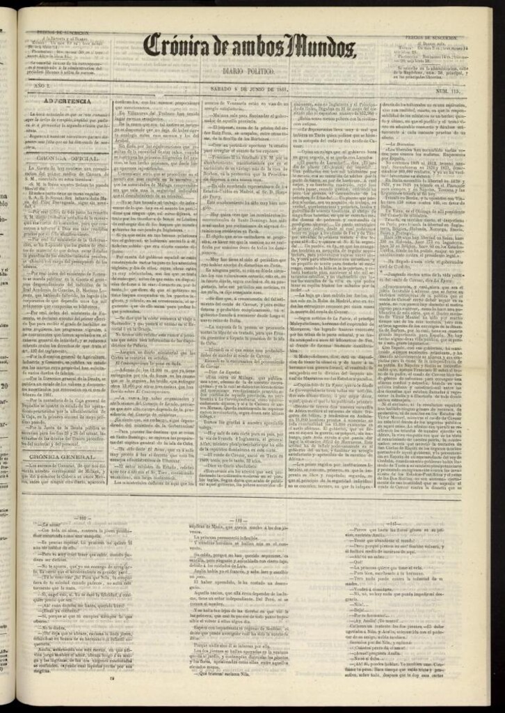 Miniatura de Crónica de ambos Mundos : diario de noticias del 8 de junio de 1861, nº 115