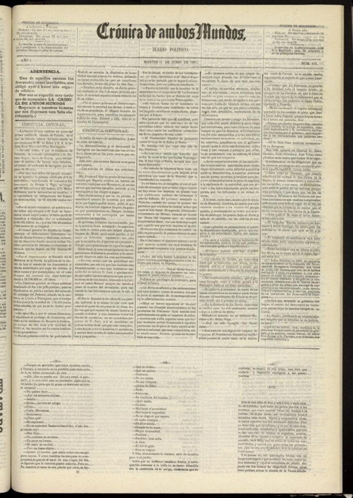 Miniatura de Crónica de ambos Mundos : diario de noticias del 11 de junio de 1861, nº 117