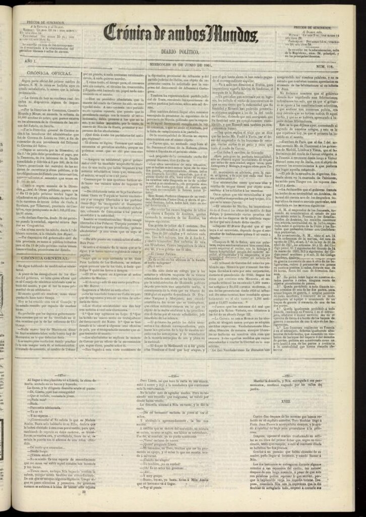 Miniatura de Crónica de ambos Mundos : diario de noticias del 12 de junio de 1861, nº 118