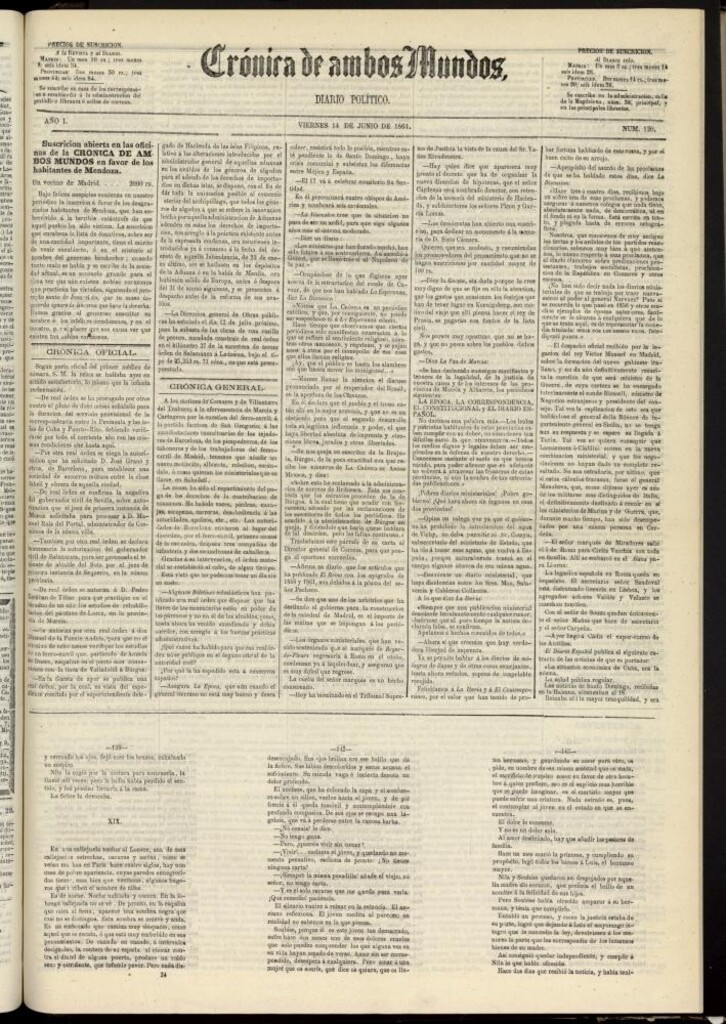 Miniatura de Crónica de ambos Mundos : diario de noticias del 14 de junio de 1861, nº 120