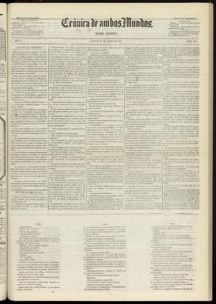 Miniatura de Crónica de ambos Mundos : diario de noticias del 22 de junio de 1861, nº 127