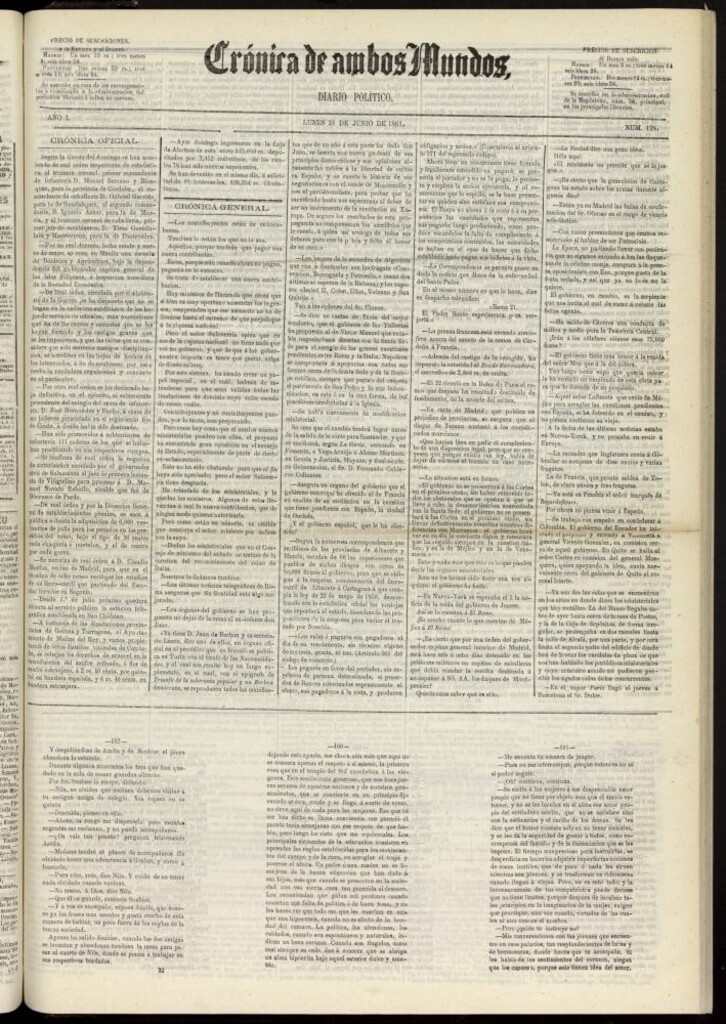 Miniatura de Crónica de ambos Mundos : diario de noticias del 24 de junio de 1861, nº 128