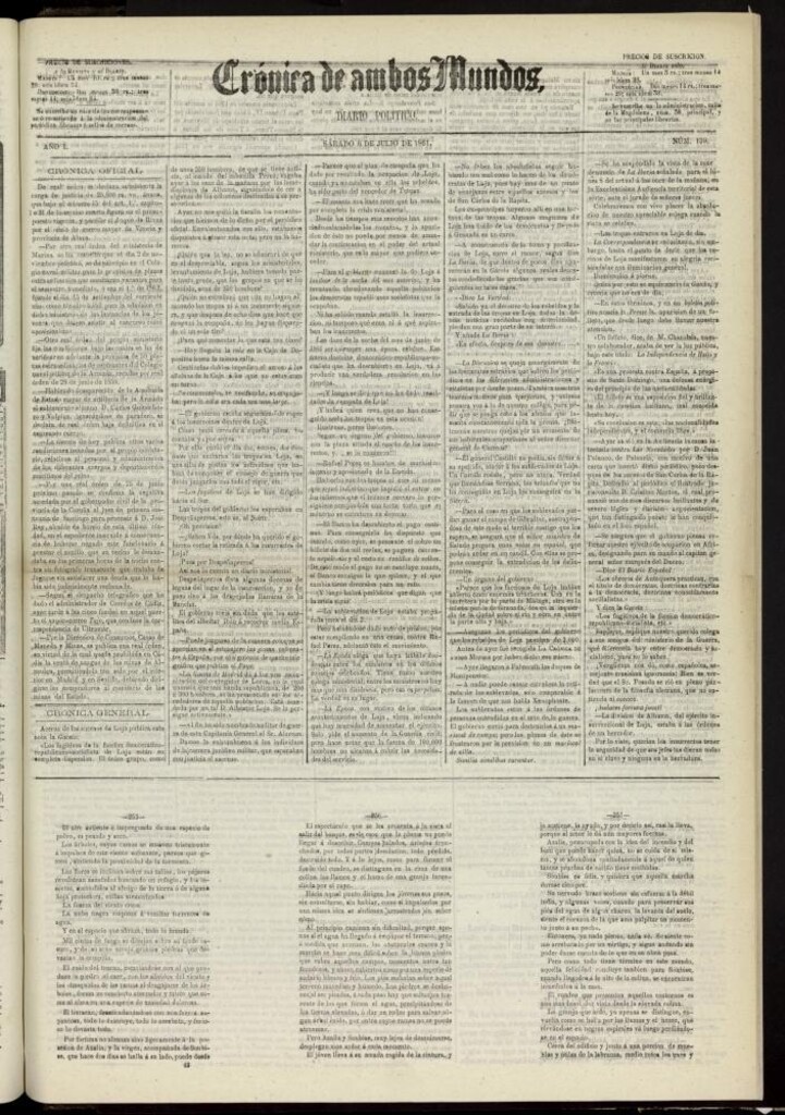 Miniatura de Crónica de ambos Mundos : diario de noticias del 6 de julio de 1861, nº 139