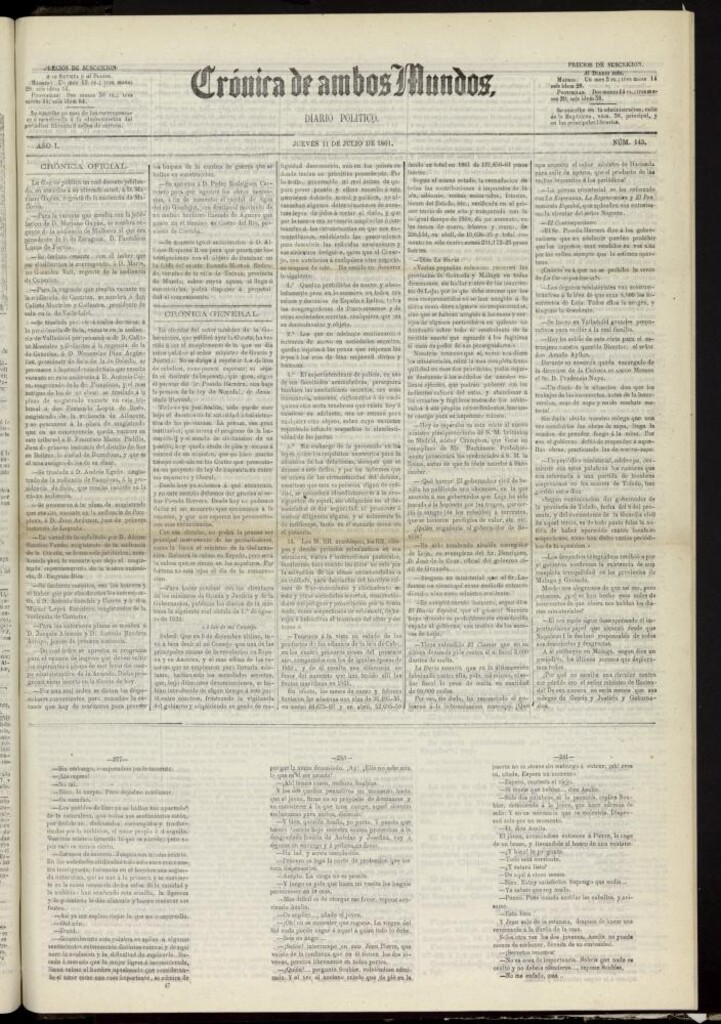 Miniatura de Crónica de ambos Mundos : diario de noticias del 11 de julio de 1861, nº 143