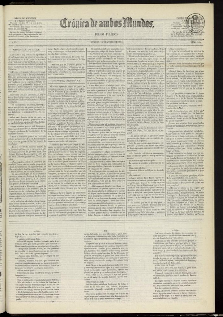 Miniatura de Crónica de ambos Mundos : diario de noticias del 13 de julio de 1861, nº 145