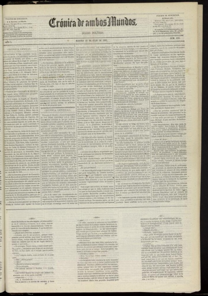 Miniatura de Crónica de ambos Mundos : diario de noticias del 23 de julio de 1861, nº 153