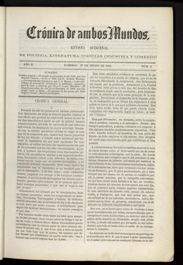 Miniatura de Crónica de ambos Mundos del 27 de enero de 1861, nº 2