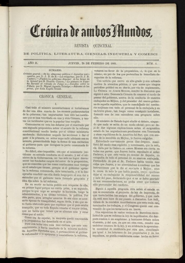 Miniatura de Crónica de ambos Mundos del 28 de febrero de 1861, nº 4