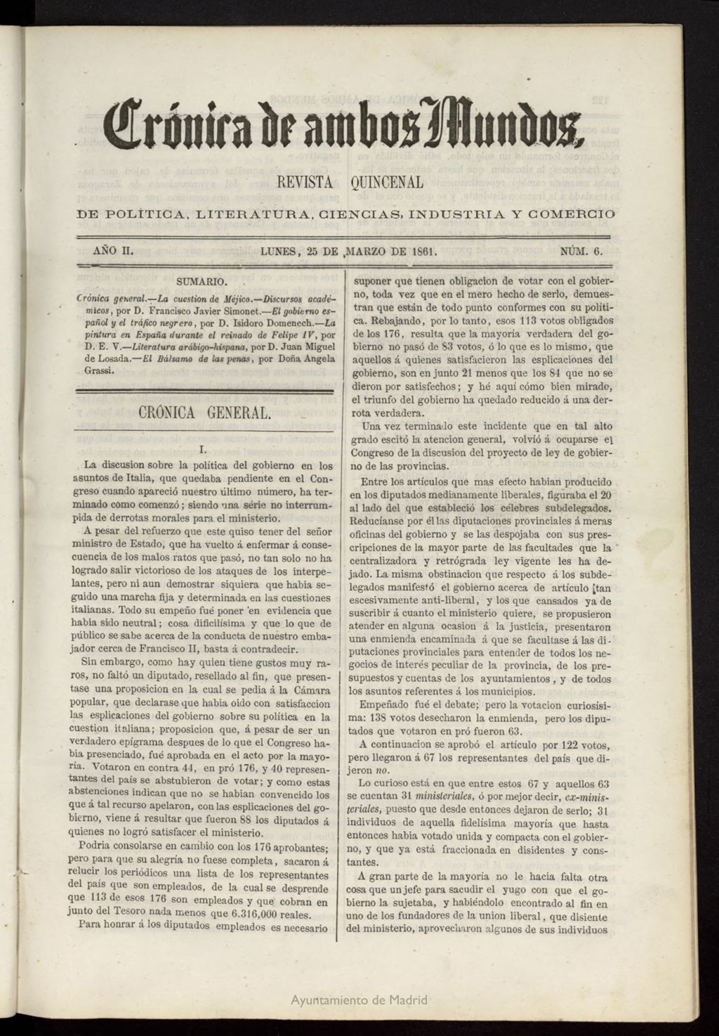 Miniatura de Crónica de ambos Mundos del 26 de marzo de 1861, nº 6