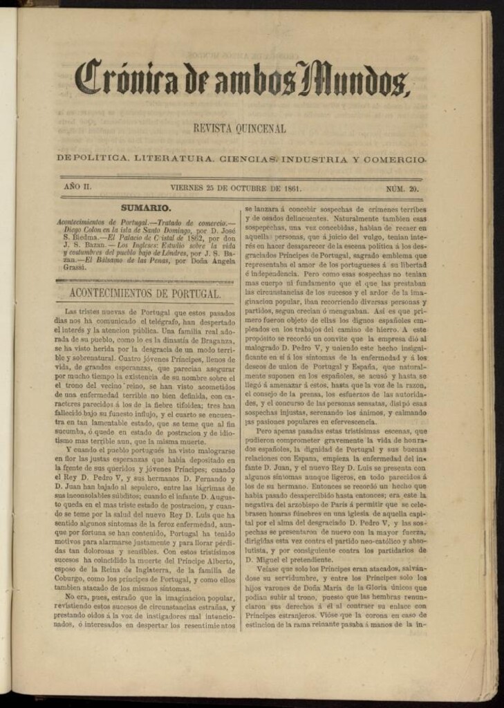 Miniatura de Crónica de ambos Mundos del 25 de octubre de 1861, nº 20