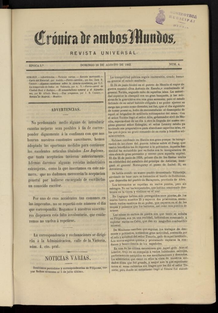 Miniatura de Crónica de ambos Mundos del 24 de agosto de 1862, nº 4