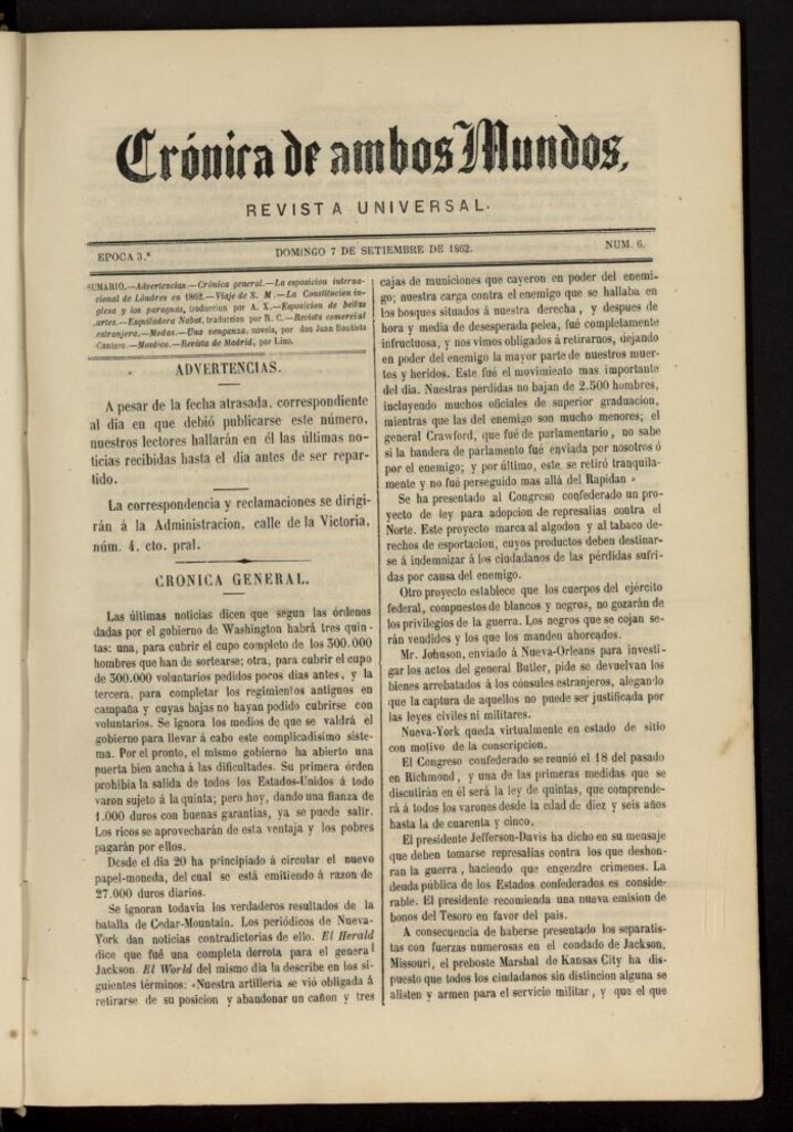 Miniatura de Crónica de ambos Mundos del 7 de septiembre de 1862, nº 6