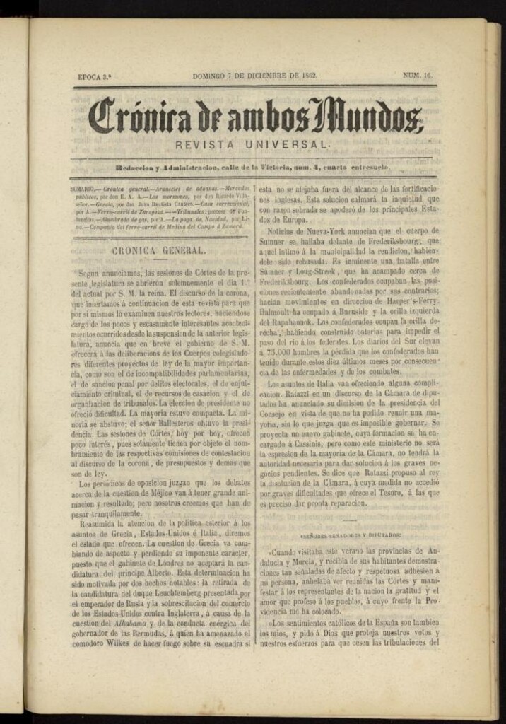 Miniatura de Crónica de ambos Mundos del 7 de diciembre de 1862, nº 16