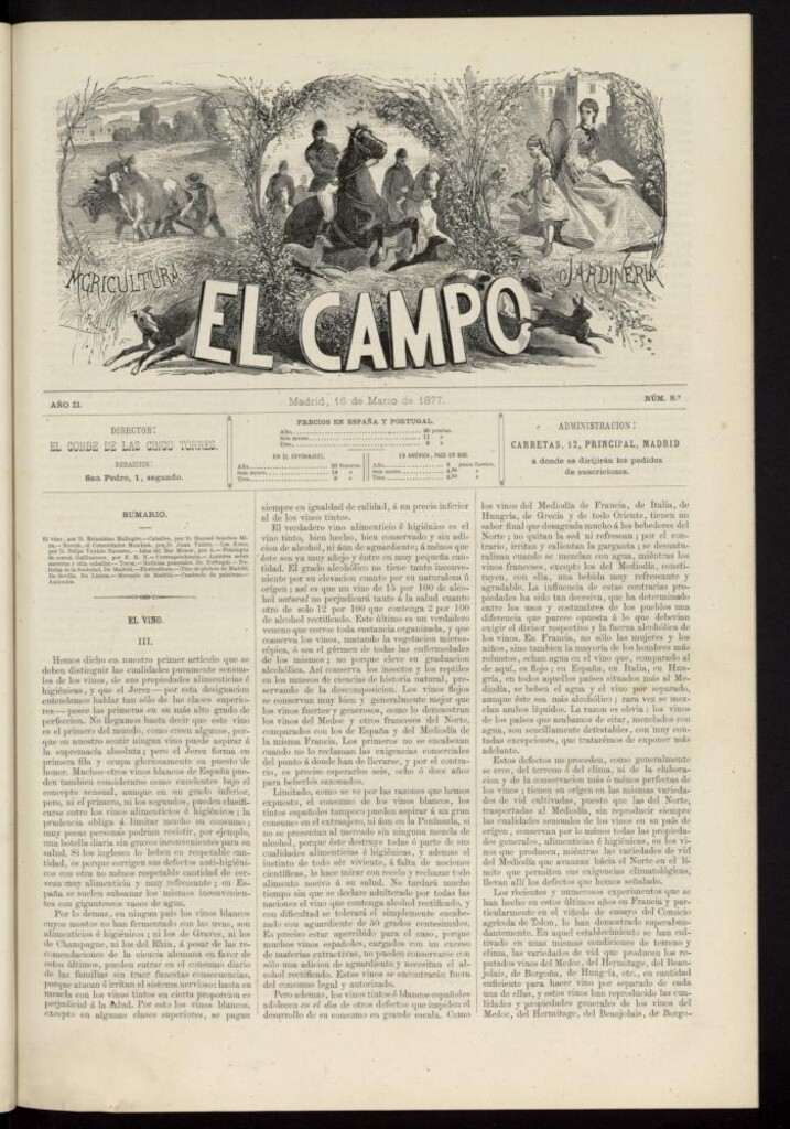 Miniatura de El Campo : agricultura, jardinería y sport del 16 de marzo de 1877, nº 8