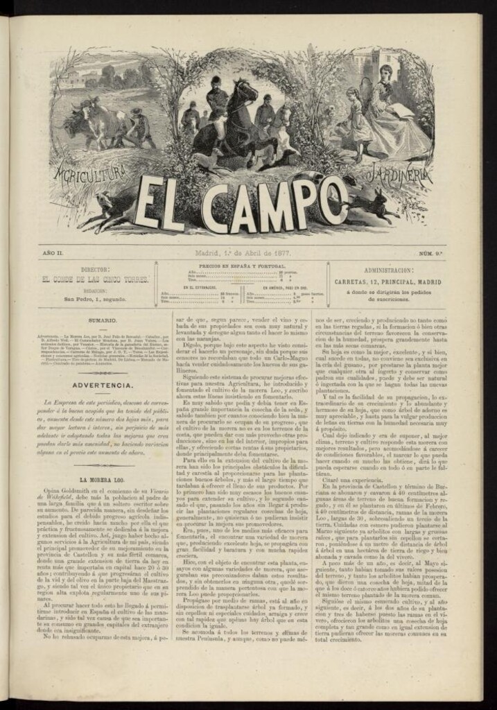 Miniatura de El Campo : agricultura, jardinería y sport del 1 de abril de 1877, nº 9