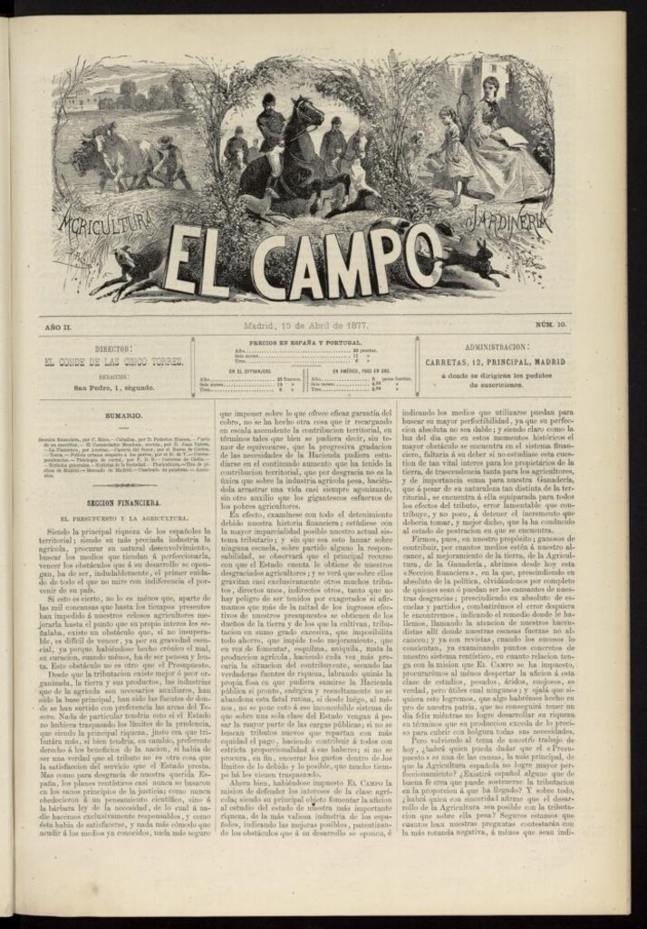 Miniatura de El Campo : agricultura, jardinería y sport del 15 de abril de 1877, nº 10