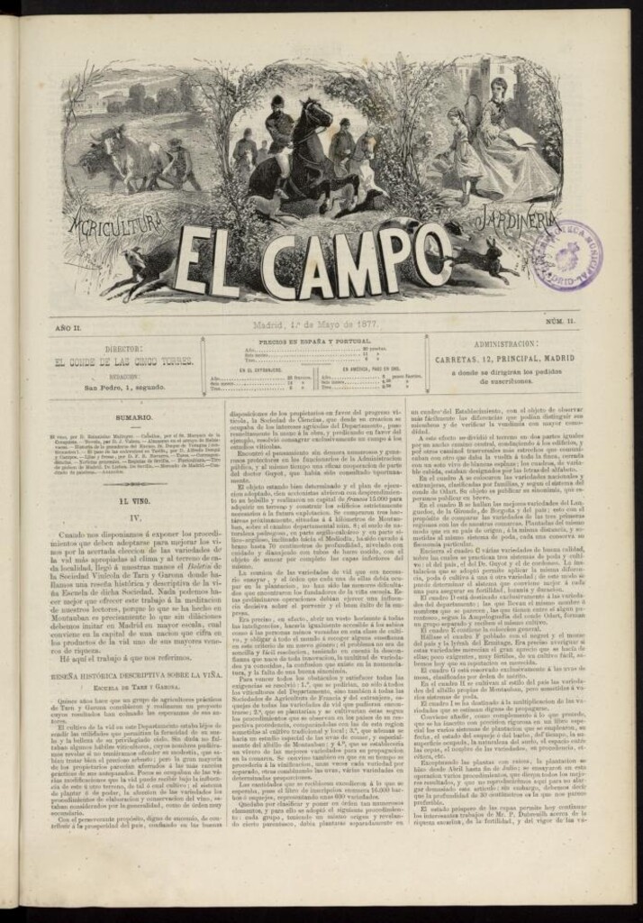Miniatura de El Campo : agricultura, jardinería y sport del 1 de mayo de 1877, nº 11