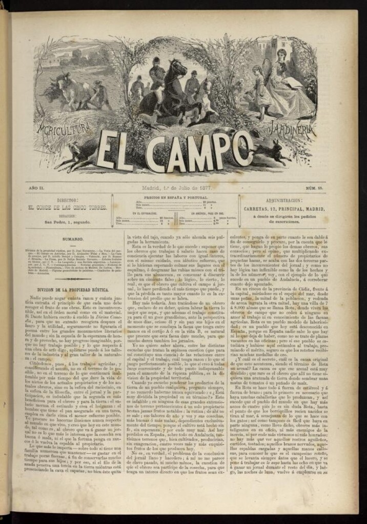 Miniatura de El Campo : agricultura, jardinería y sport del 1 de julio de 1877, nº 15