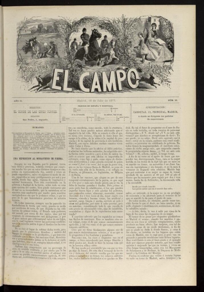 Miniatura de El Campo : agricultura, jardinería y sport del 16 de julio de 1877, nº 16