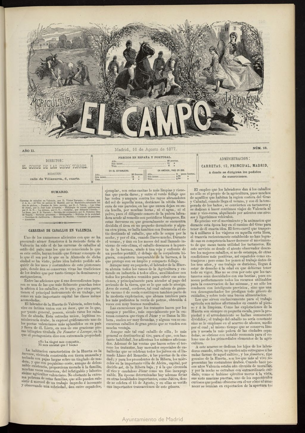Miniatura de El Campo : agricultura, jardinería y sport del 16 de agosto de 1877, nº 18