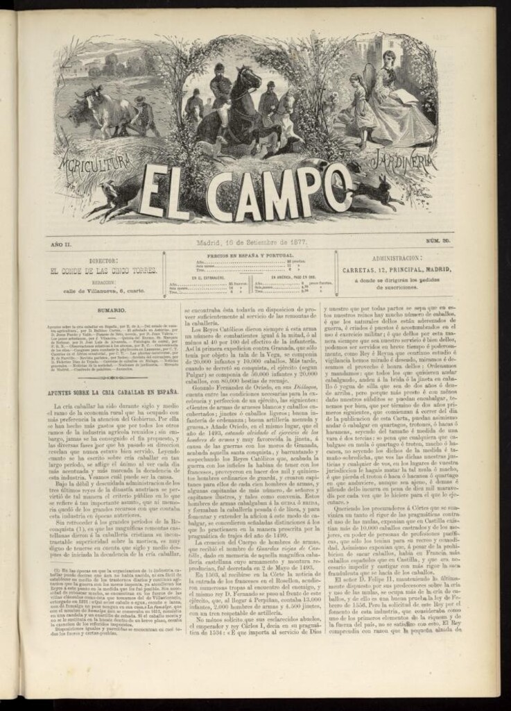 Miniatura de El Campo : agricultura, jardinería y sport del 16 de septiembre de 1877, nº 20