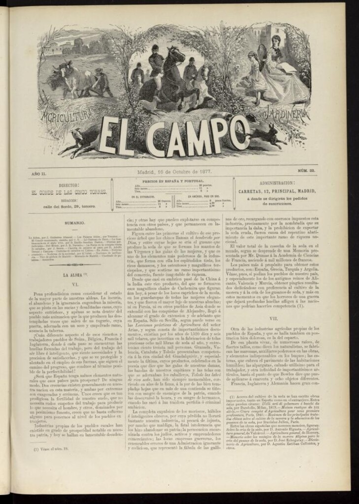 Miniatura de El Campo : agricultura, jardinería y sport del 16 de octubre de 1877, nº 22