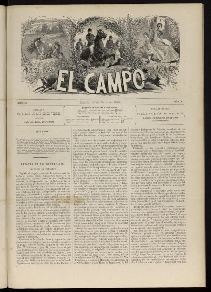 Miniatura de El Campo : agricultura, jardinería y sport del 16 de marzo de 1878, nº 8