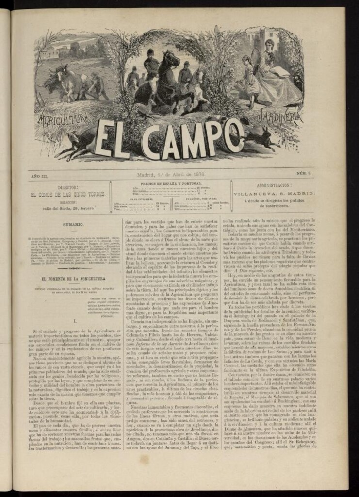 Miniatura de El Campo : agricultura, jardinería y sport del 1 de abril de 1878, nº 9