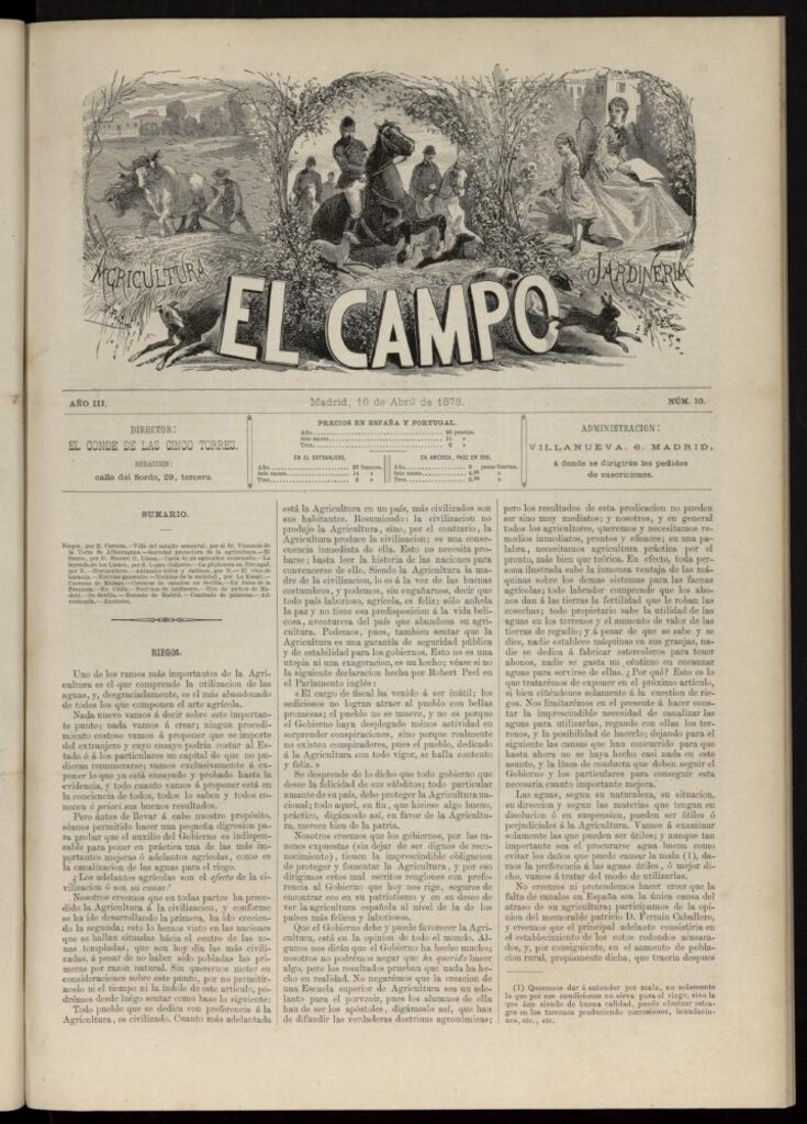 Miniatura de El Campo : agricultura, jardinería y sport del 16 de abril de 1878, nº 10
