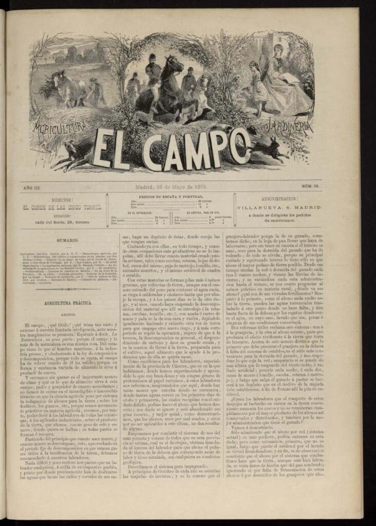 Miniatura de El Campo : agricultura, jardinería y sport del 16 de mayo de 1878, nº 12