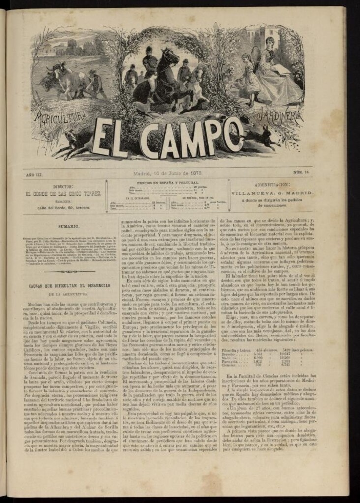 Miniatura de El Campo : agricultura, jardinería y sport del 16 de junio de 1878, nº 14