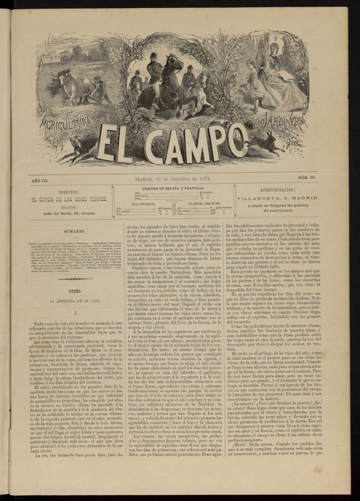 Miniatura de El Campo : agricultura, jardinería y sport del 16 de septiembre de 1878, nº 20