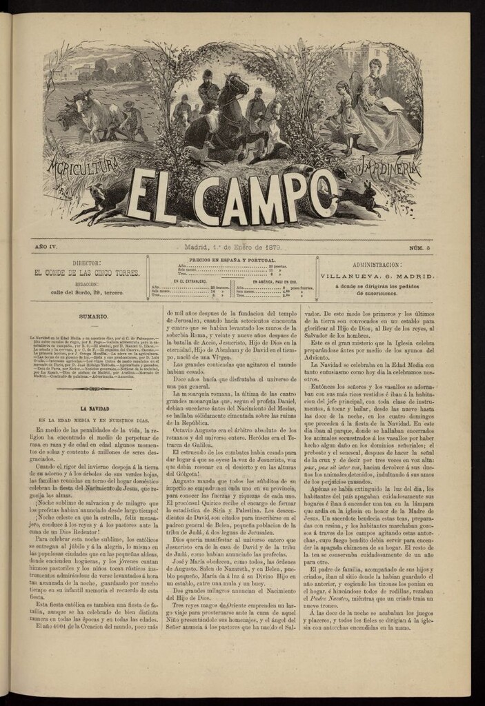Miniatura de El Campo : agricultura, jardinería y sport del  1 de enero de 1879, nº 3