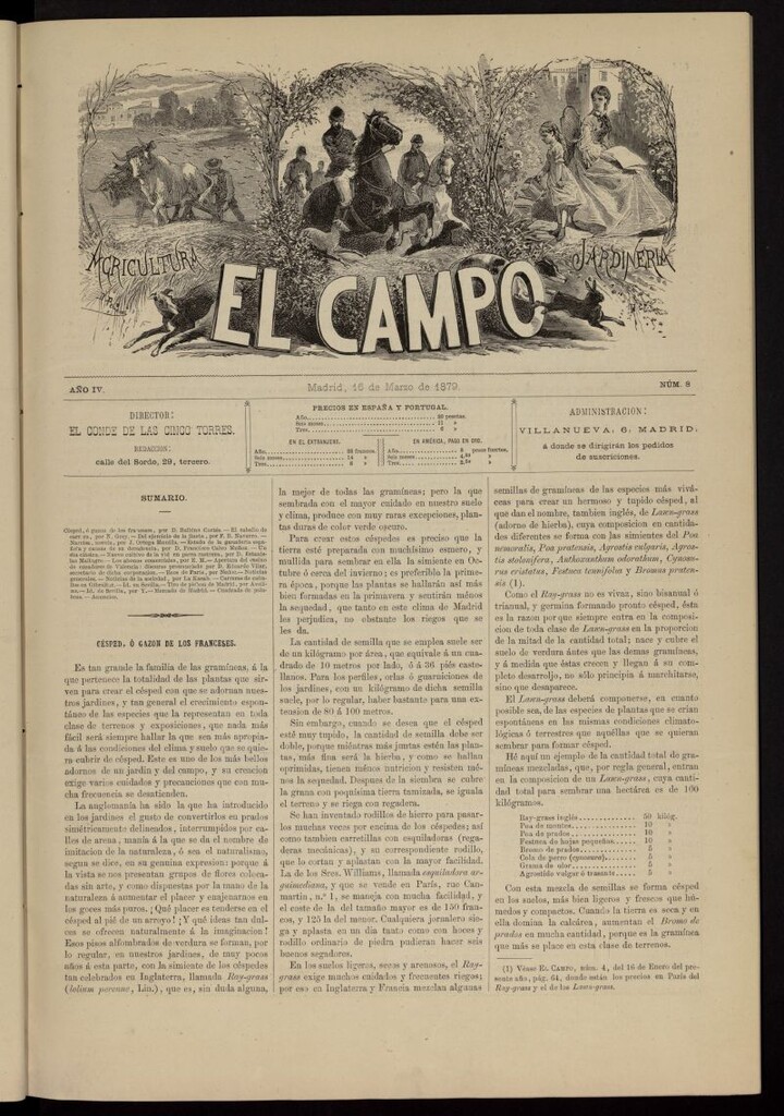 Miniatura de El Campo : agricultura, jardinería y sport del 16 de marzo de 1879, nº 8