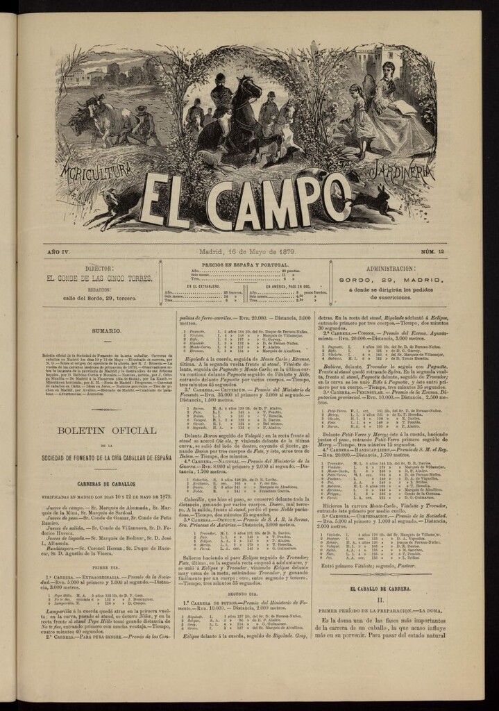 Miniatura de El Campo : agricultura, jardinería y sport del 16 de mayo de 1879, nº 12