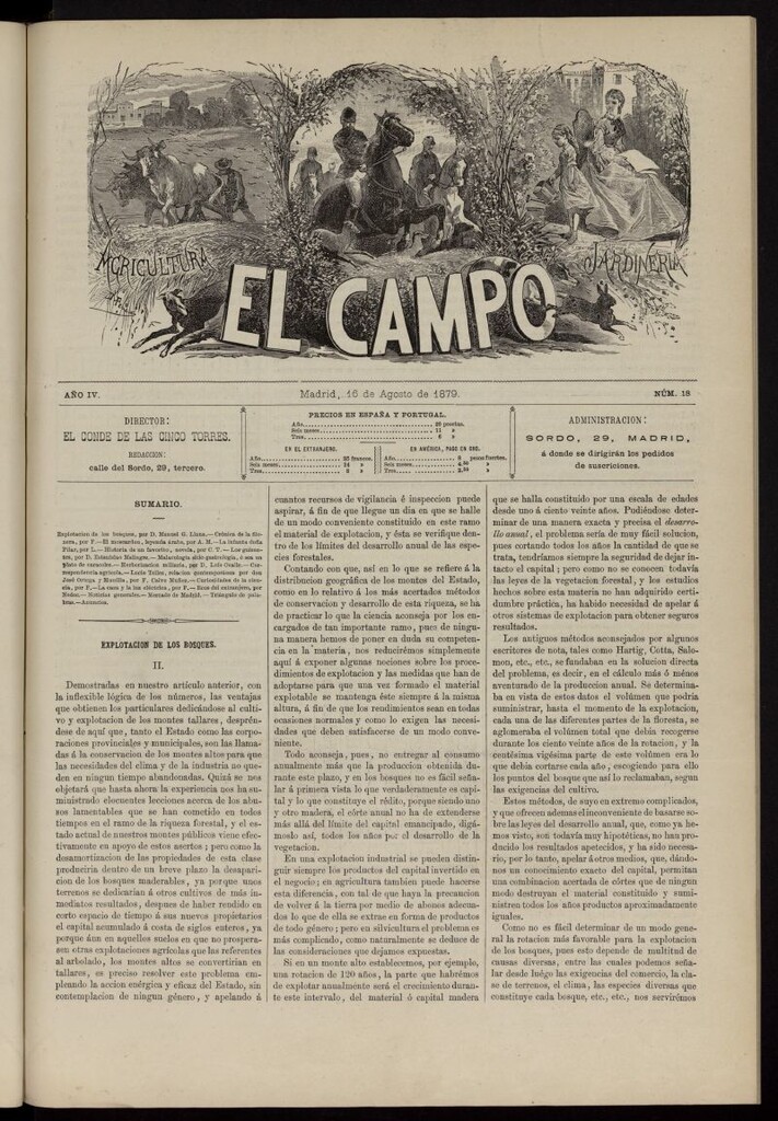 Miniatura de El Campo : agricultura, jardinería y sport del 16 de agosto de 1879, nº 18