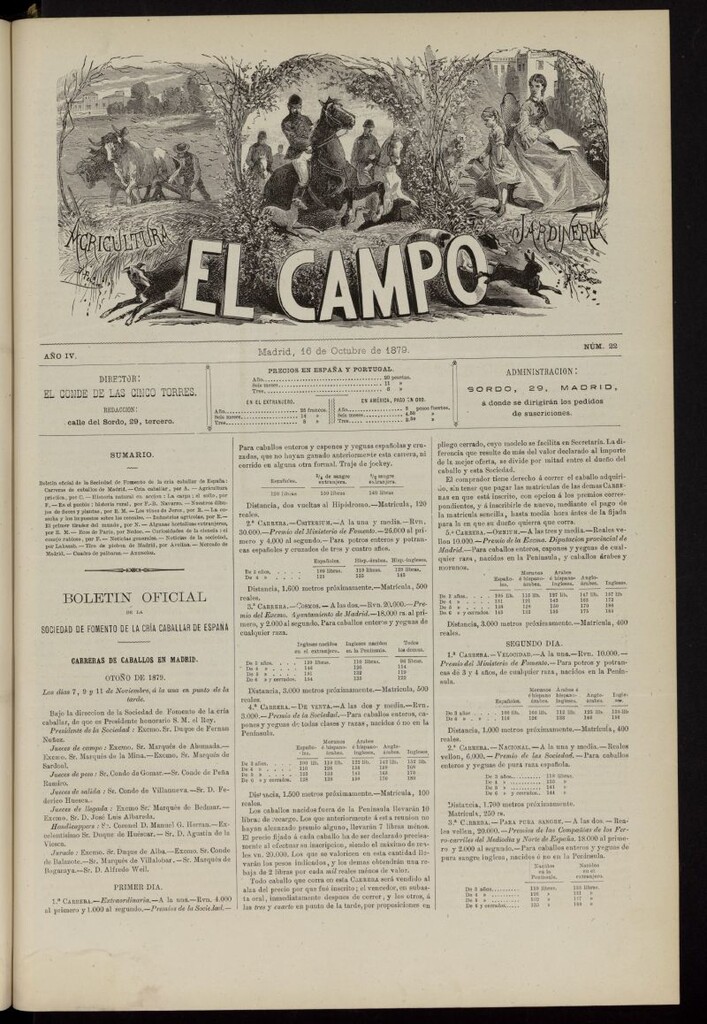 Miniatura de El Campo : agricultura, jardinería y sport del 16 de octubre de 1879, nº 22
