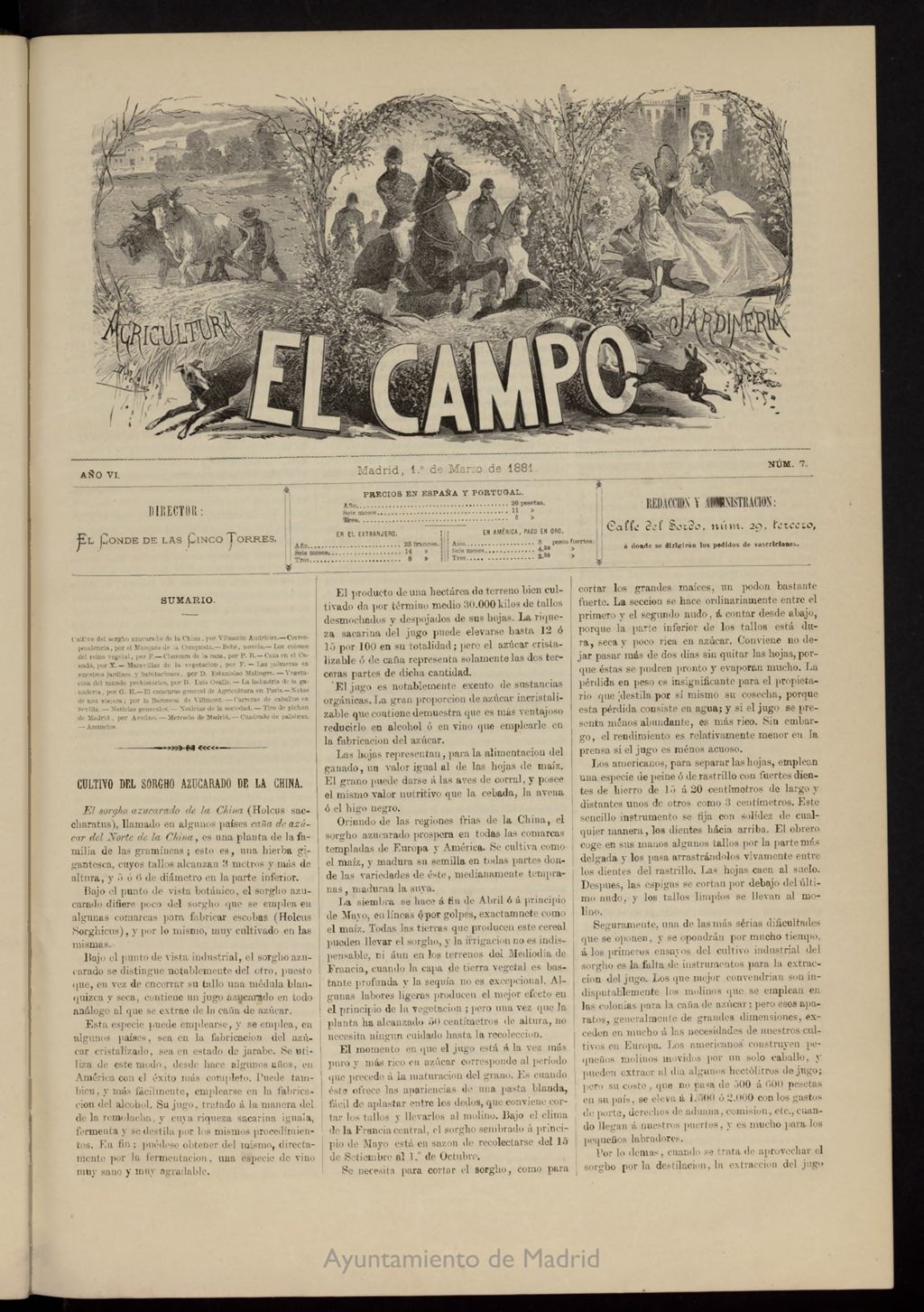 Miniatura de El Campo : agricultura, jardinería y sport del 1 de marzo de 1881, nº 7