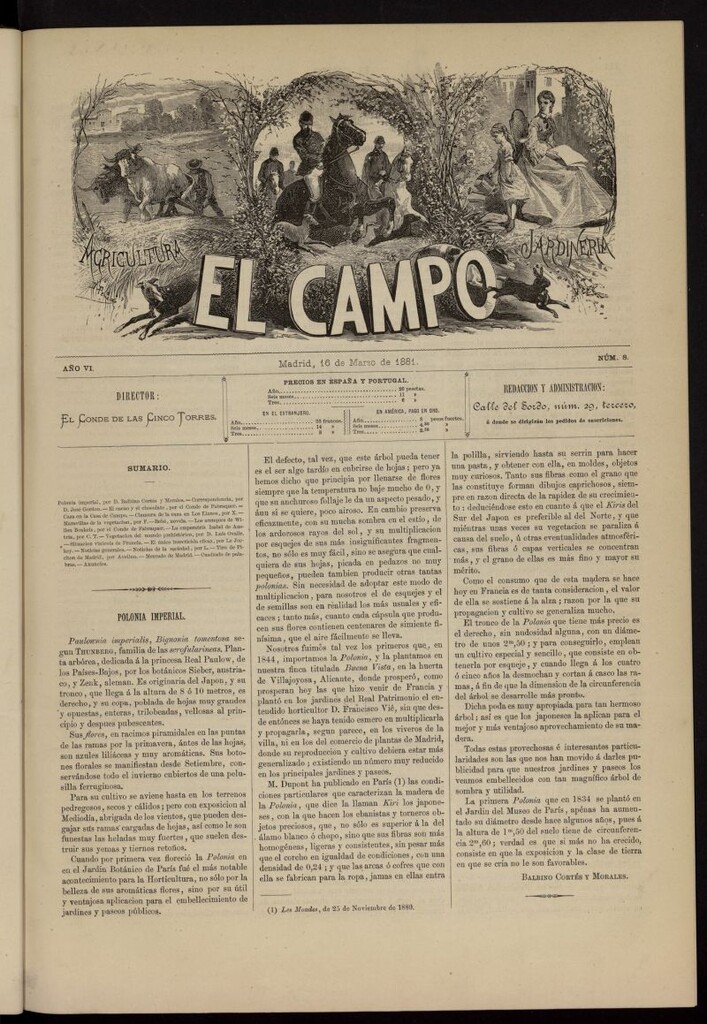 Miniatura de El Campo : agricultura, jardinería y sport del 16 de marzo de 1881, nº 8