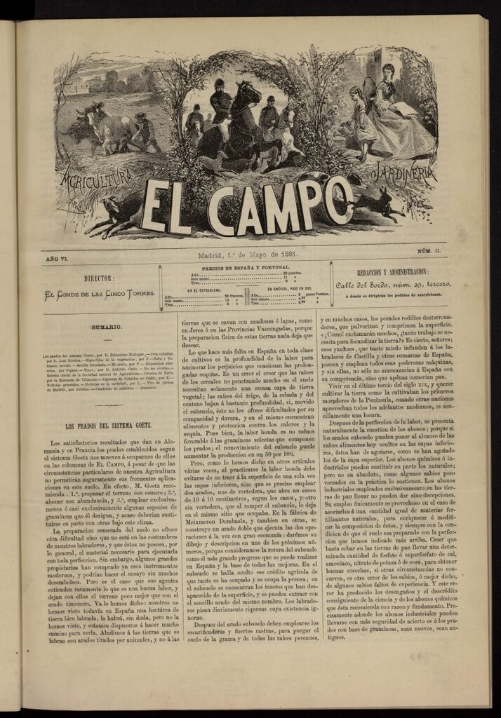 Miniatura de El Campo : agricultura, jardinería y sport del 1 de mayo de 1881, nº 11