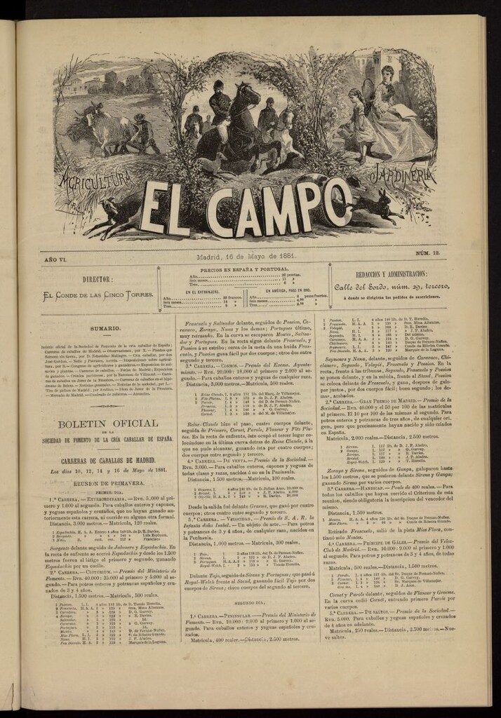 Miniatura de El Campo : agricultura, jardinería y sport del 16 de mayo de 1881, nº 12