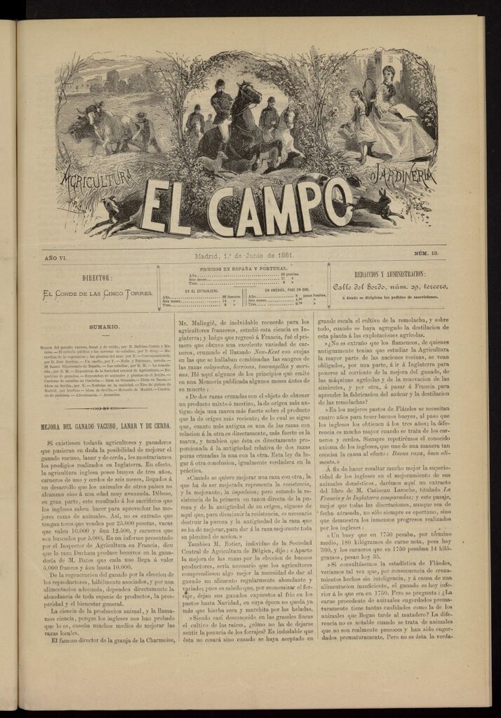 Miniatura de El Campo : agricultura, jardinería y sport del 1 de junio de 1881, nº 13