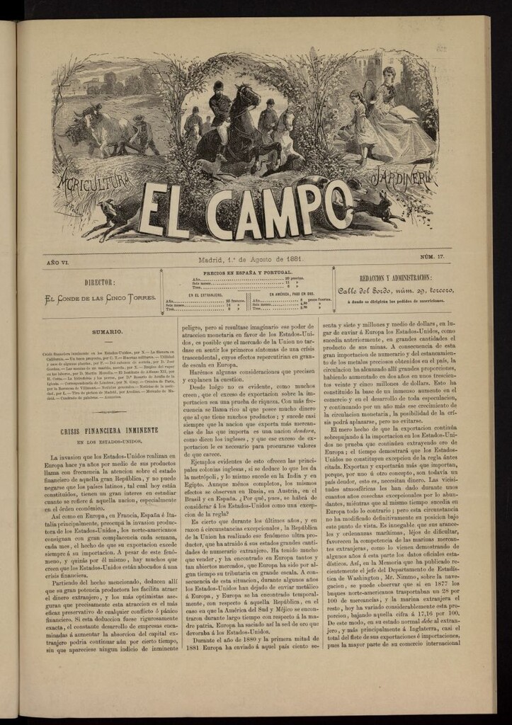 Miniatura de El Campo : agricultura, jardinería y sport del 1 de agosto de 1881, nº 17