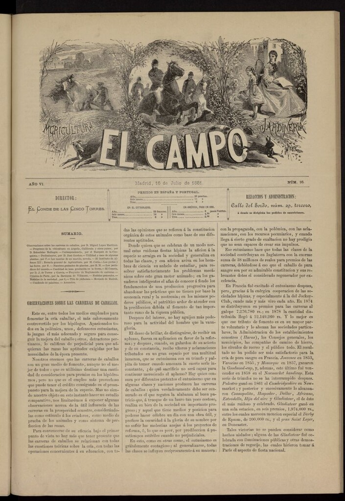 Miniatura de El Campo : agricultura, jardinería y sport del 16 de julio de 1881, nº 16