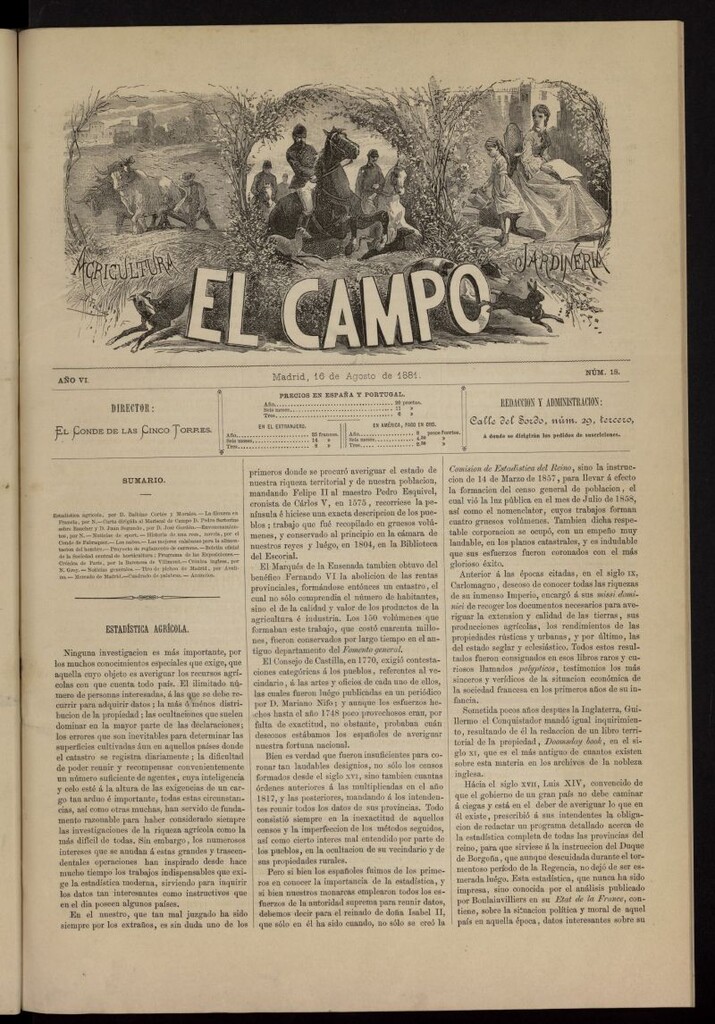 Miniatura de El Campo : agricultura, jardinería y sport del 16 de agosto de 1881, nº 18